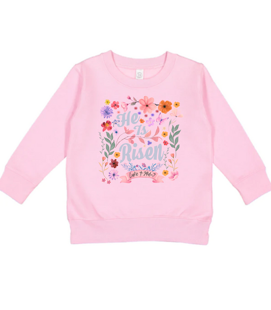 KIDS FLORAL HE IS RISEN CREW