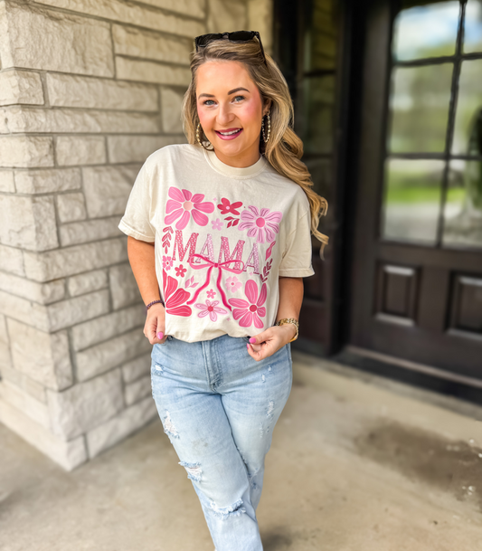 FLORAL PINK MAMA - TEE, TANKS + LONG SLEEVE TEE