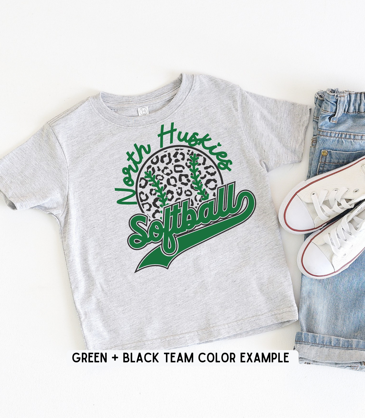 KIDS CUSTOMIZABLE SOFTBALL LEOPARD FILL TEE OPTIONS