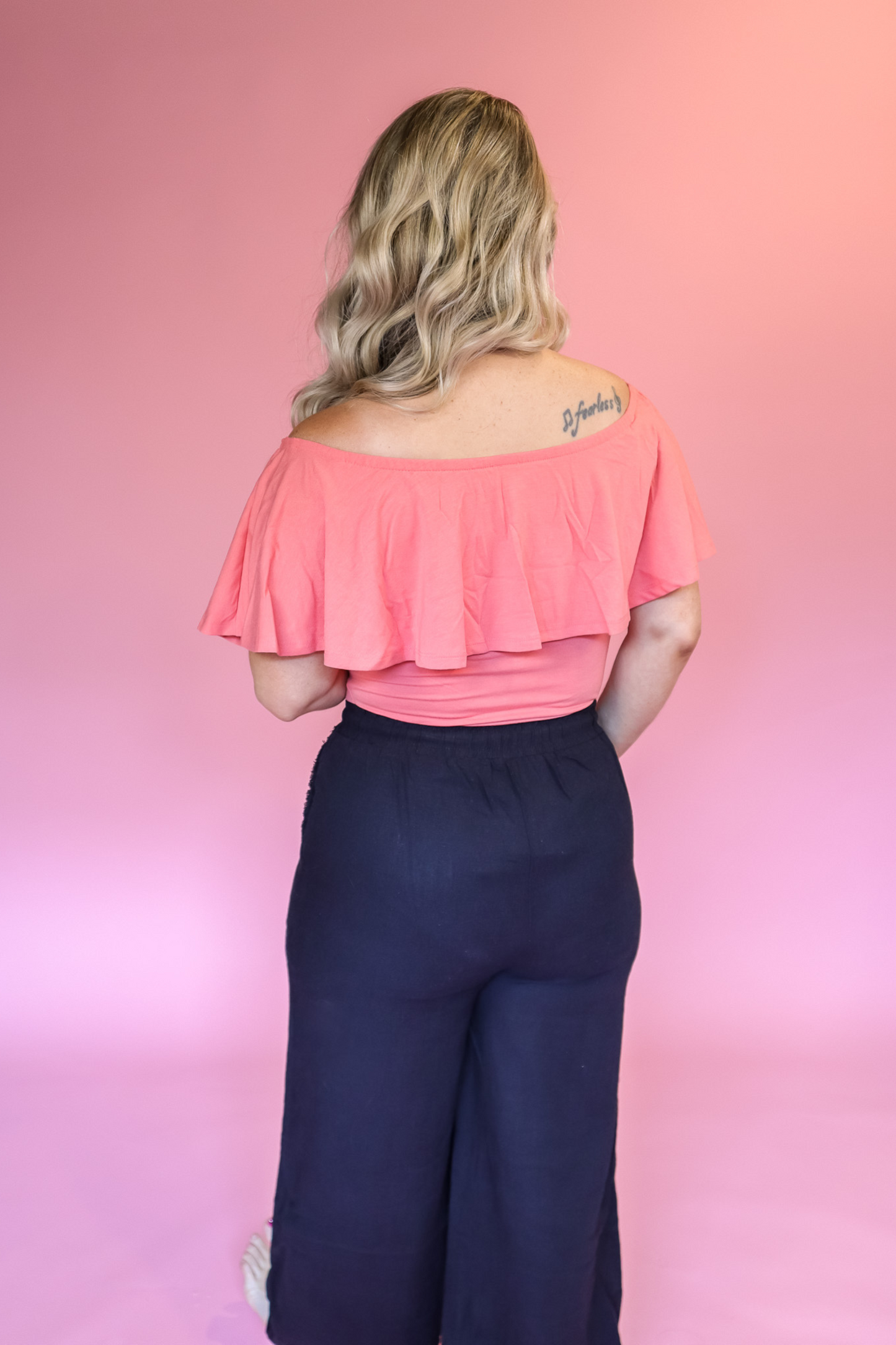 PCB OFF THE SHOULDER RUFFLE BODYSUIT - FINAL SALE
