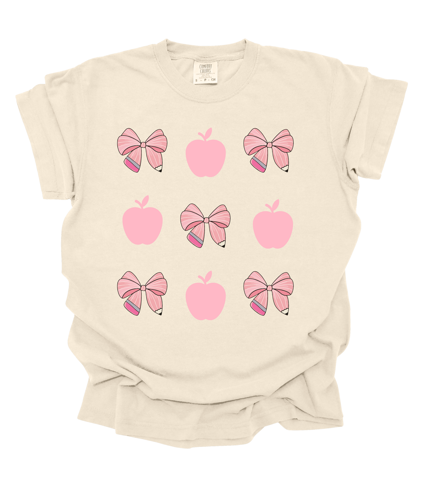APPLES + BOWS TEACHERS TEE - PJ EXCLUSIVE