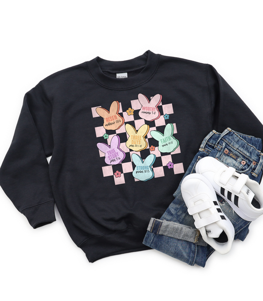 KIDS CHECKERED BUNNY CANDY CREW