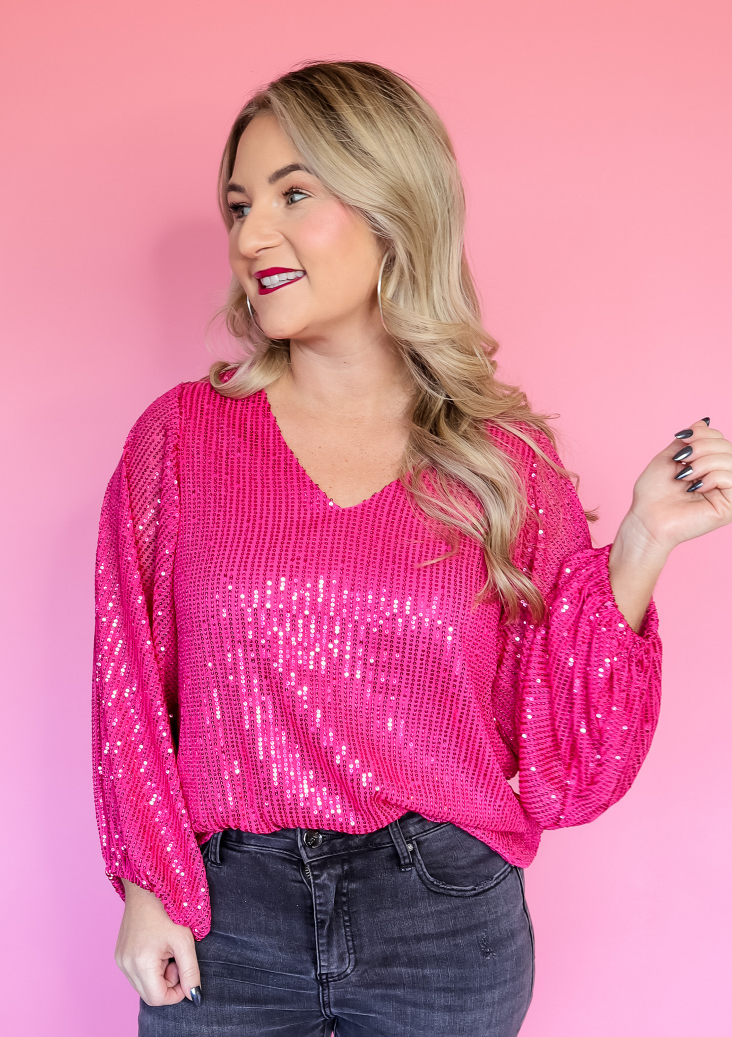 FOREVER FALLING PINK SEQUIN TOP