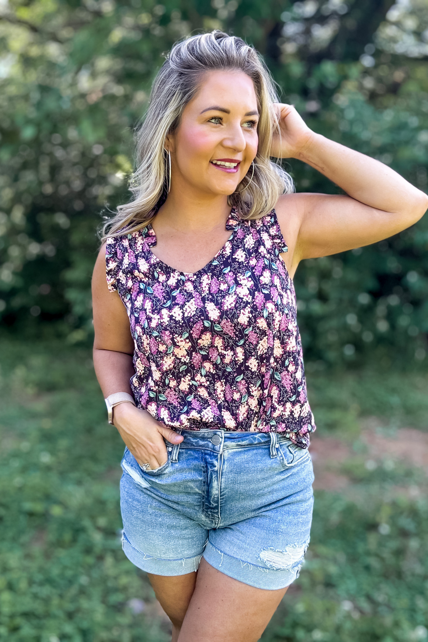 BLOOMS WAITING RUFFLED TOP - FINAL SALE