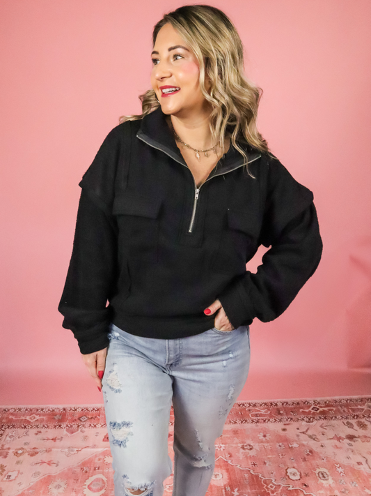 DRIVE DOWN MAIN MIXED MEDIA QUARTER ZIP PULLOVER - FINAL SALE