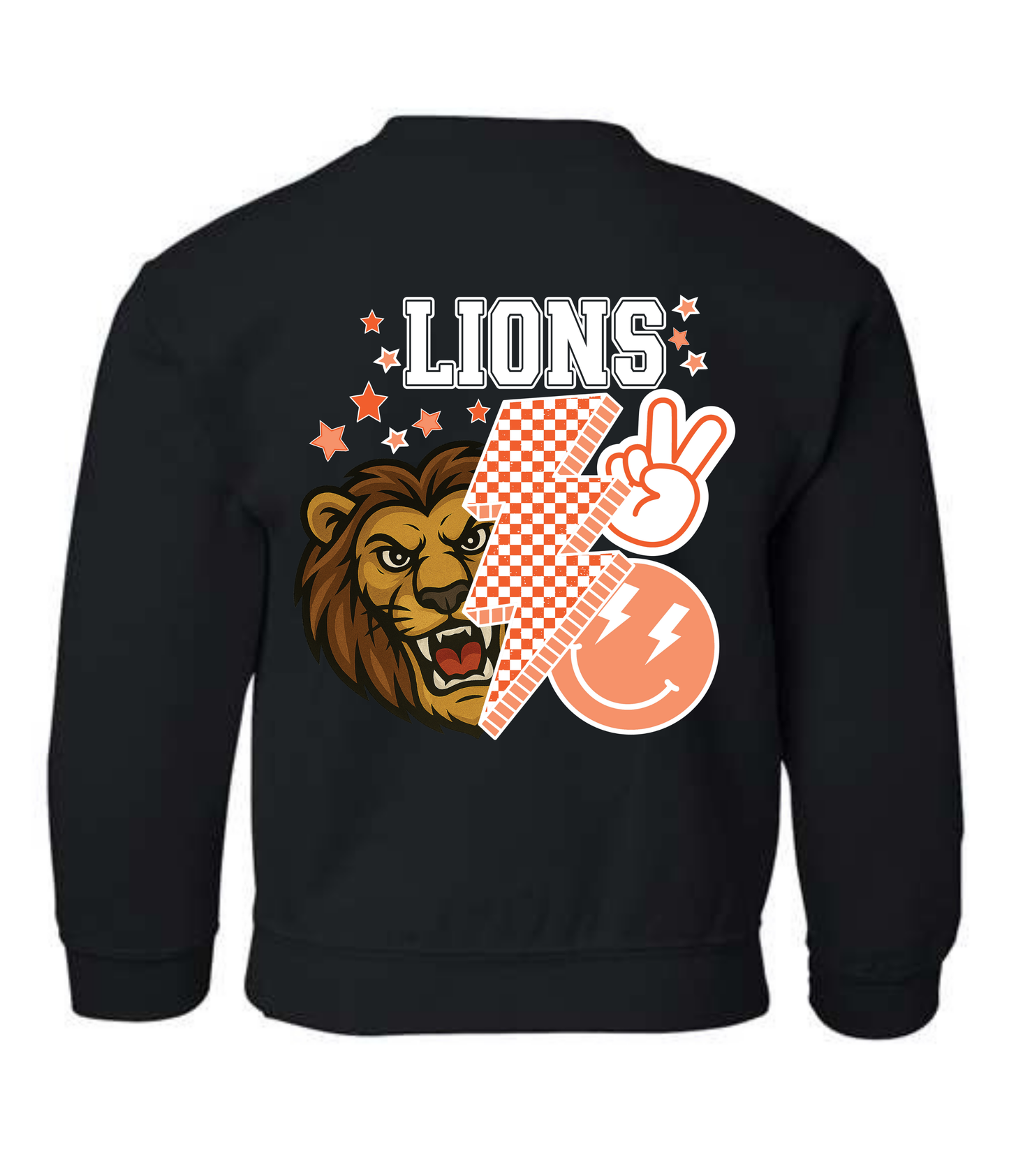 YOUTH THORNE FRONT + BACK LIONS BLOCK (orange T front) - TODDLER & YOUTH SWEATSHIRT OPTIONS