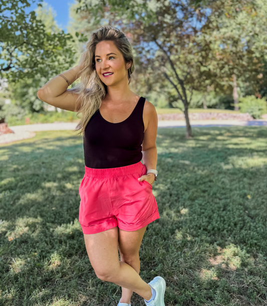 BLACK DOUBLED LAYERED V NECK TANK - BEST OF THE BEST BASIC - FINAL SALE