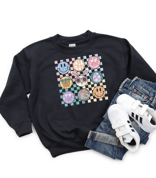 KIDS RETRO EASTER CHECKERED CREW