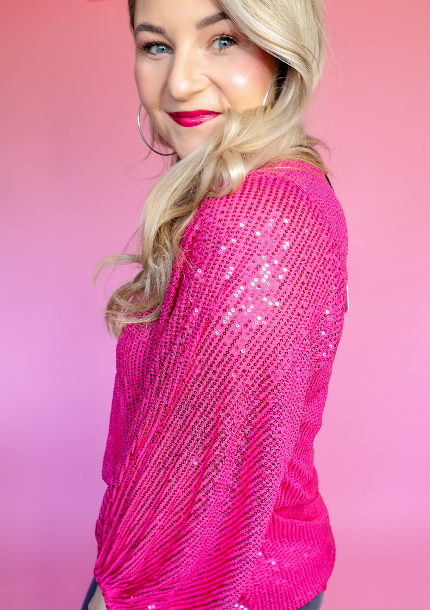 FOREVER FALLING PINK SEQUIN TOP