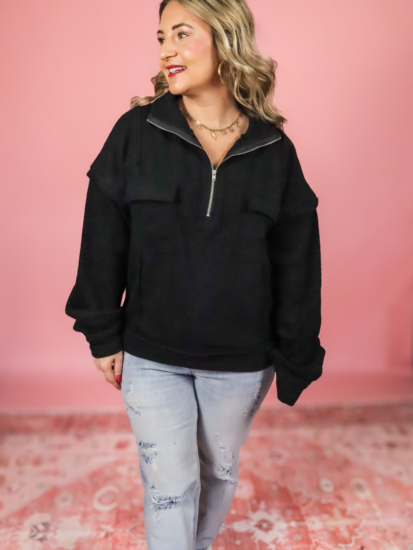 DRIVE DOWN MAIN MIXED MEDIA QUARTER ZIP PULLOVER - FINAL SALE