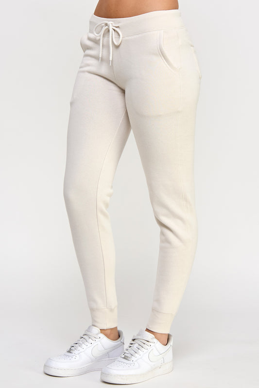 COZY UP CHRISTMAS BASIC FLEECE JOGGERS - BEIGE- FINAL SALE
