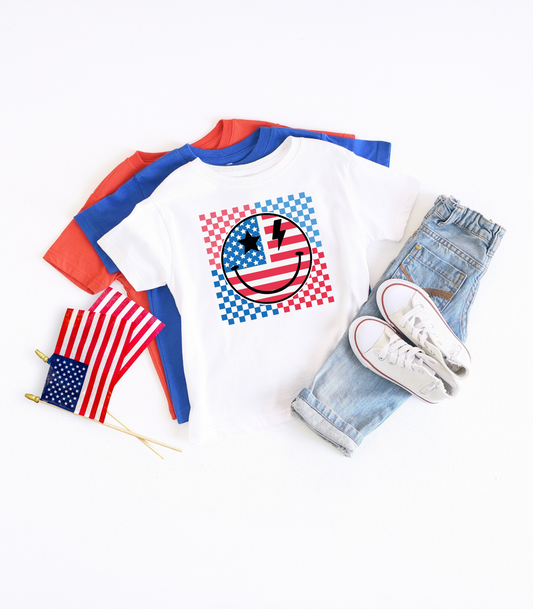 CHECKERED PATRIOTIC SMILEY KIDS