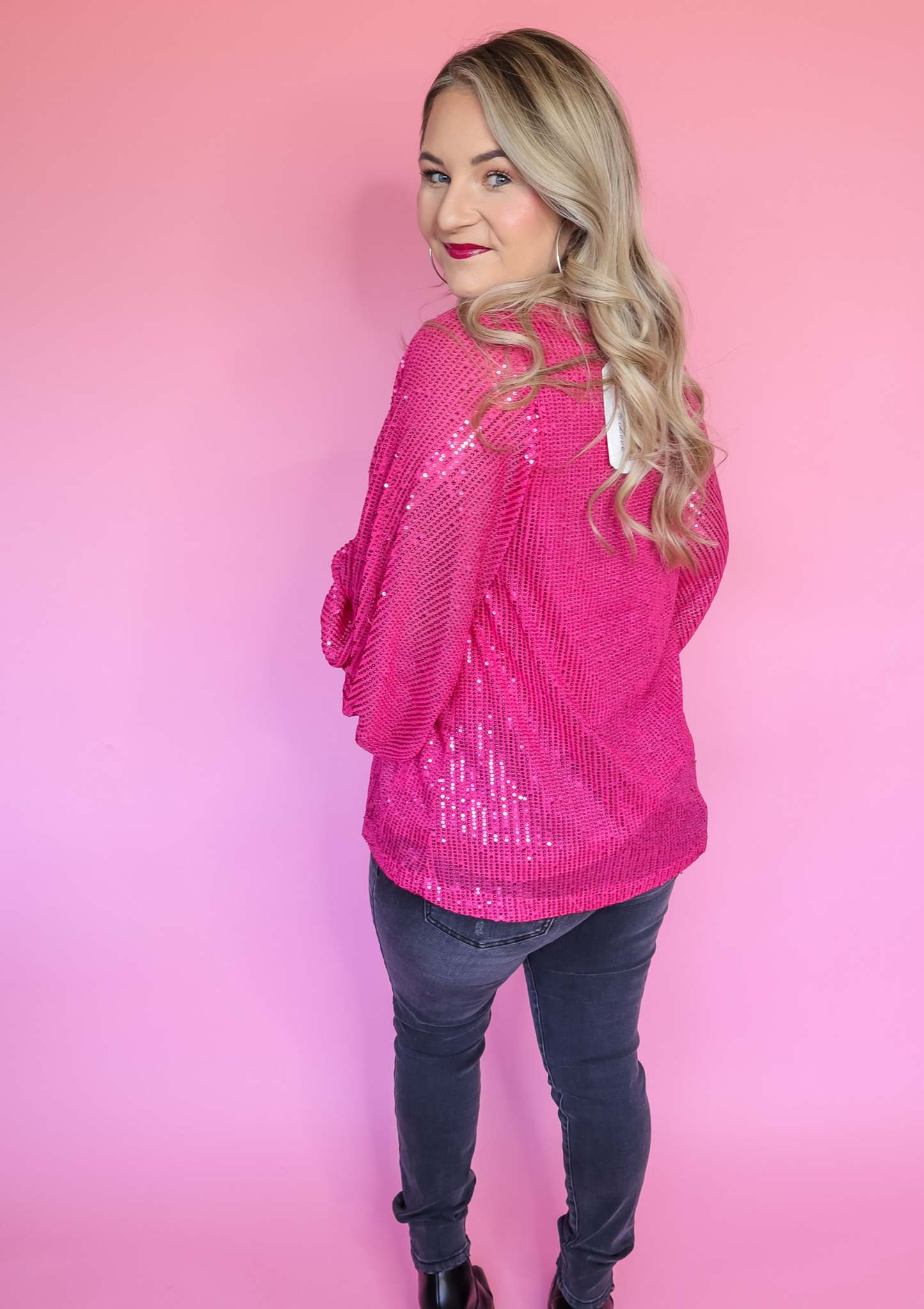 FOREVER FALLING PINK SEQUIN TOP