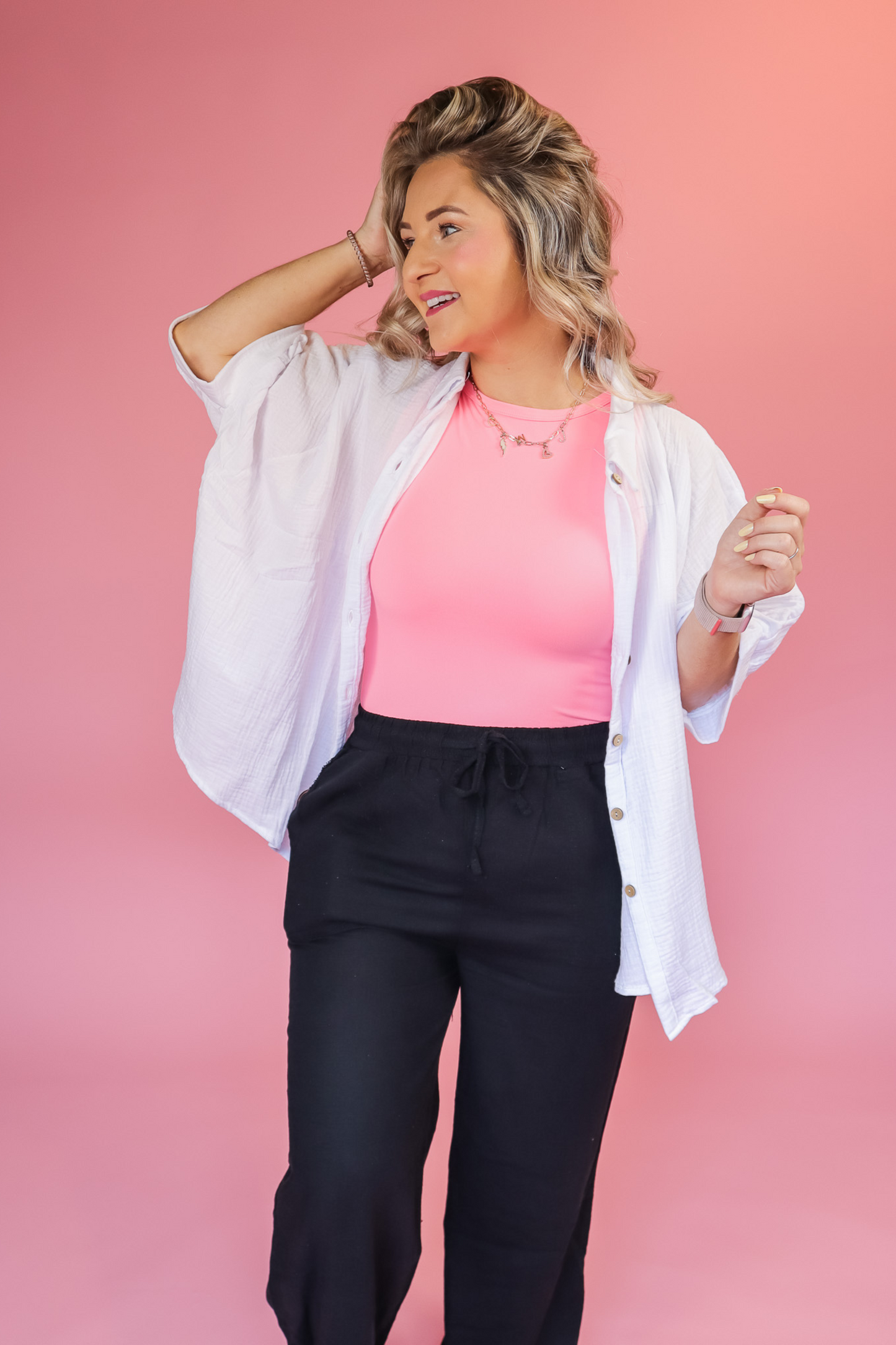 MIAMI VICE GAUZE 1/2 SLEEVE BUTTON DOWN