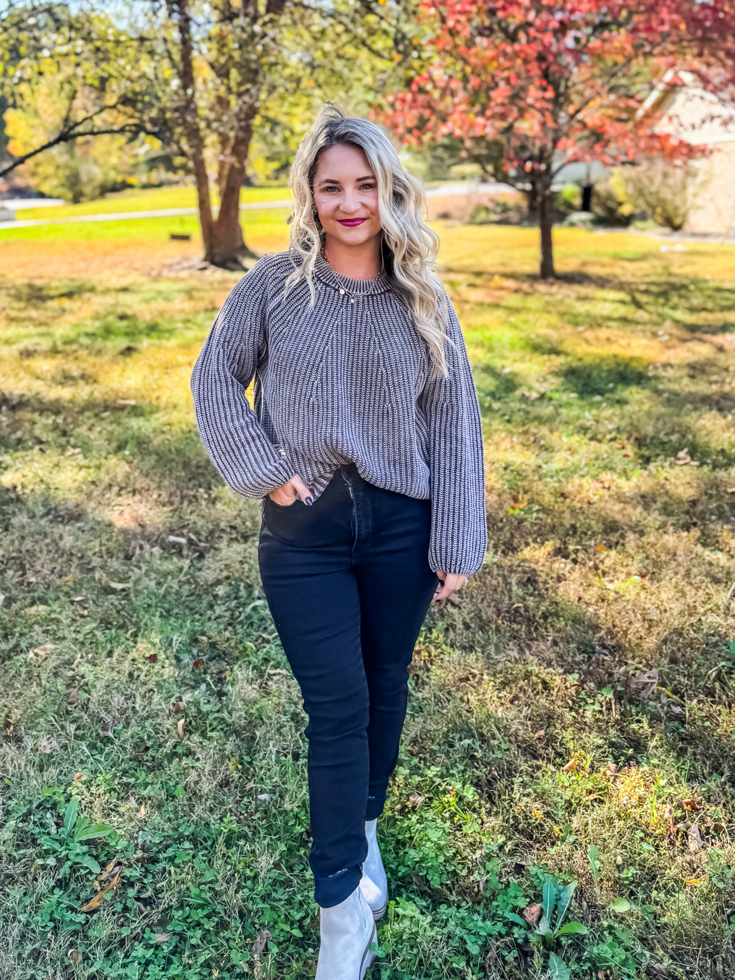 MEET ME AT FENWAY KNIT SWEATER IN PLUM