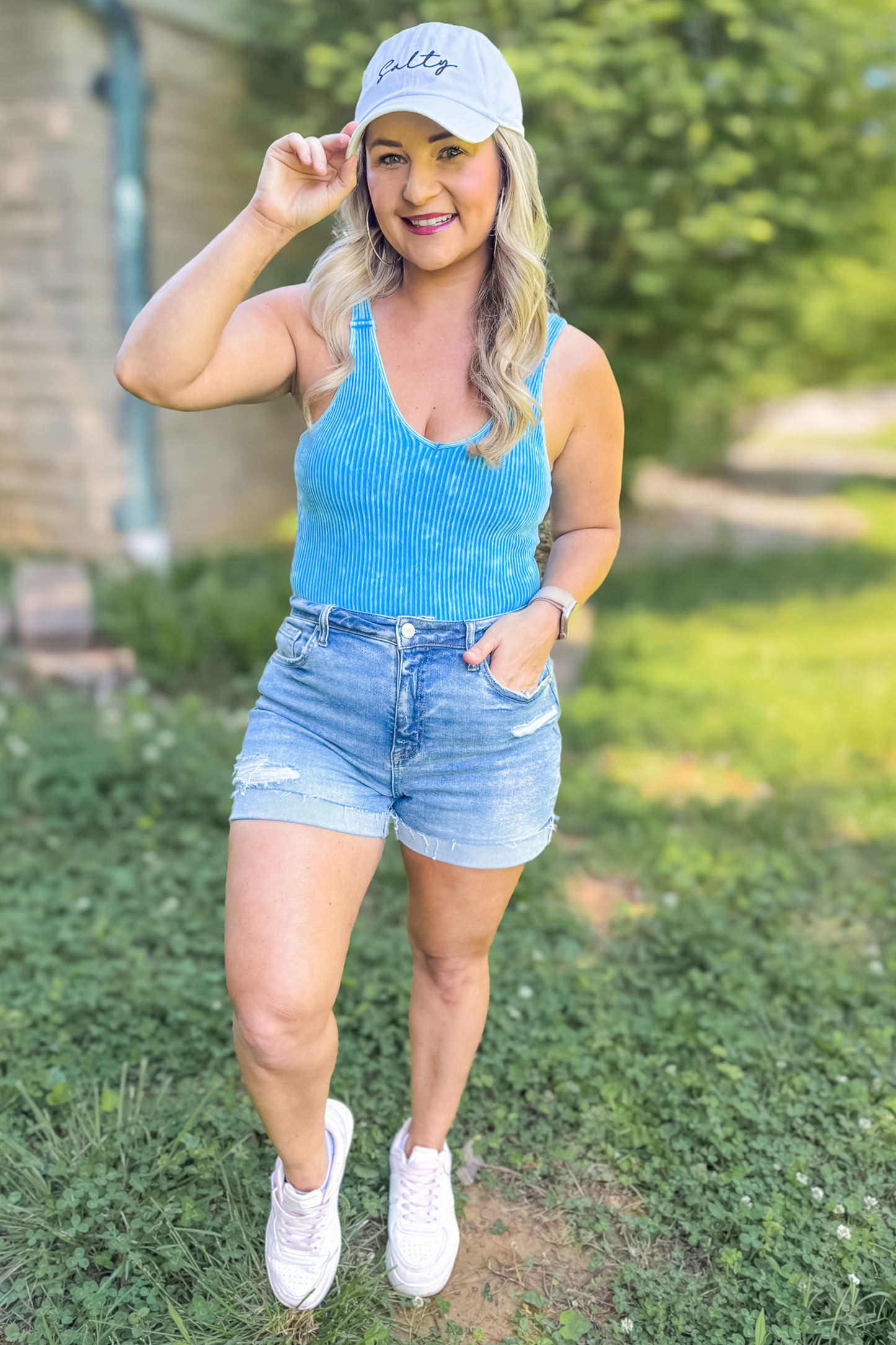 ALWAYS MOVING RIBBED PADDED TANK - OCEAN BLUE
