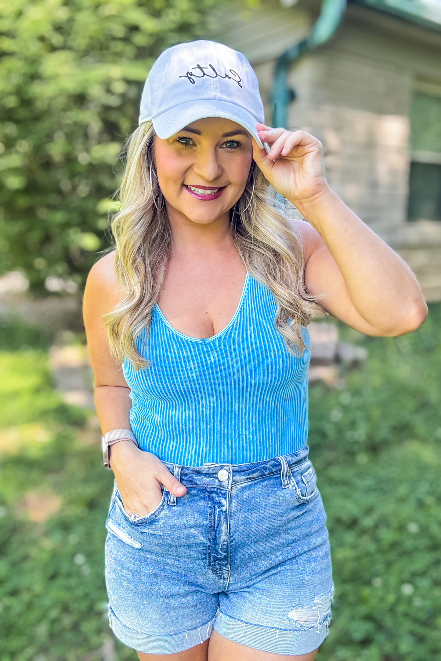 ALWAYS MOVING RIBBED PADDED TANK - OCEAN BLUE