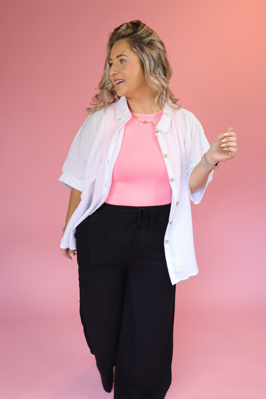 MIAMI VICE GAUZE 1/2 SLEEVE BUTTON DOWN - FINAL SALE