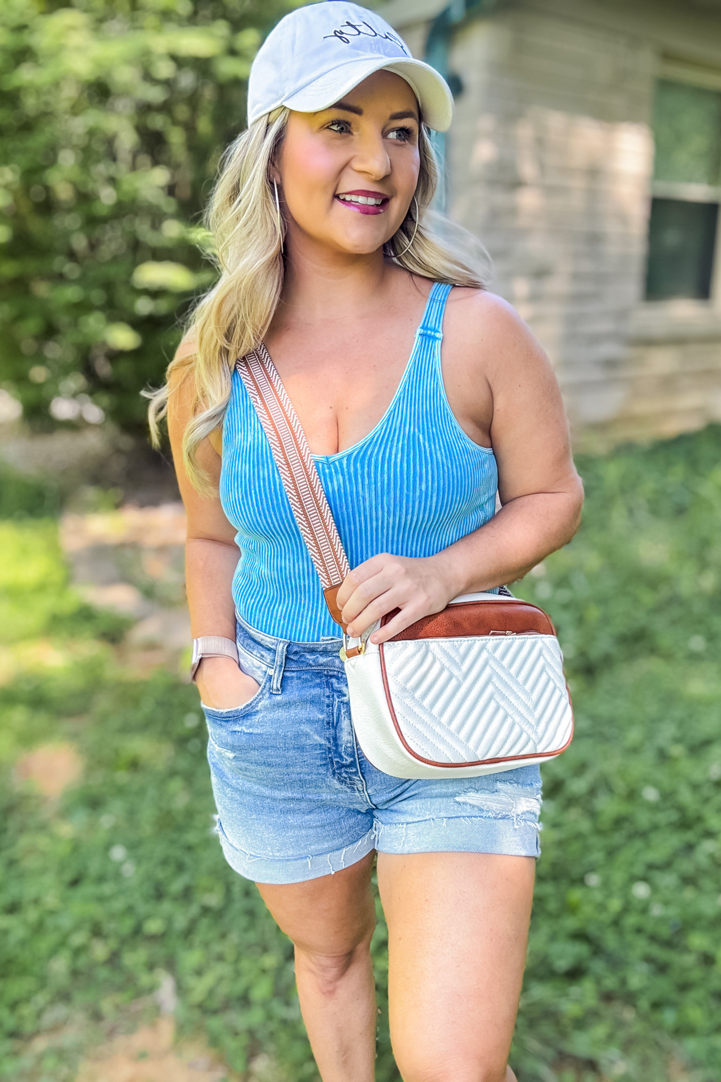 ALWAYS MOVING RIBBED PADDED TANK - OCEAN BLUE
