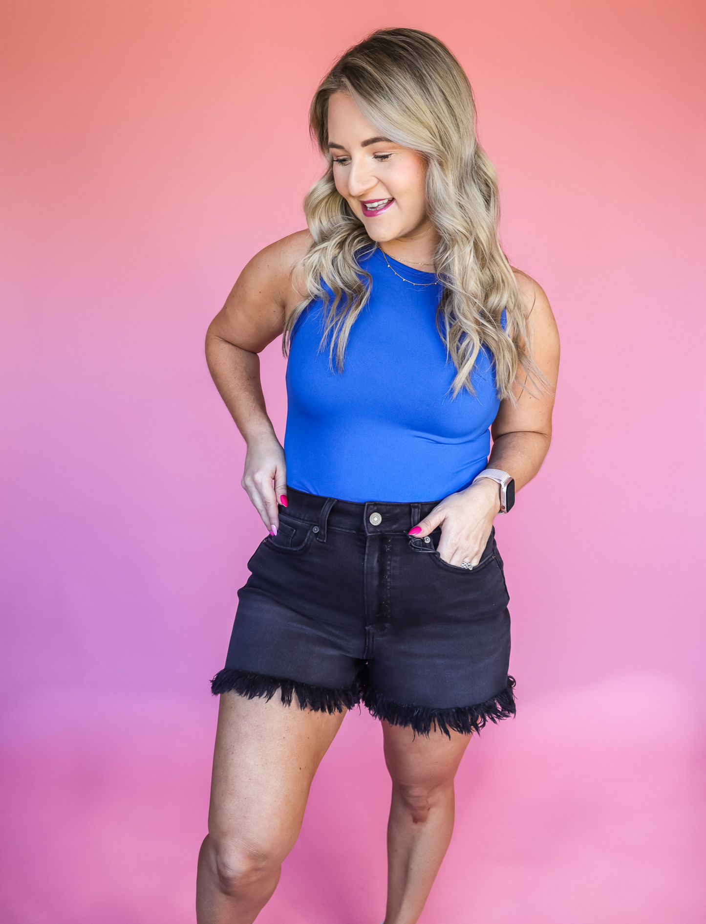 DON'T TAKE IT PERSONAL BOAT NECK BLUE BODYSUIT