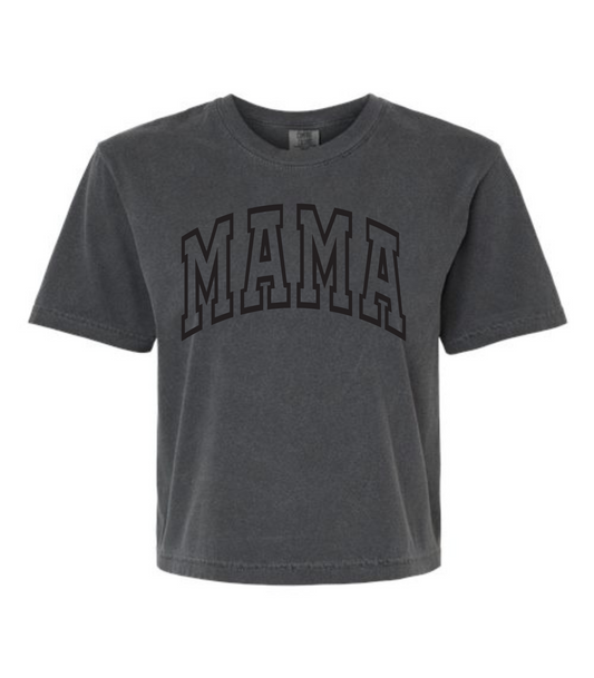 MONO-CHROME OUTLINE MAMA CROPPED TEE