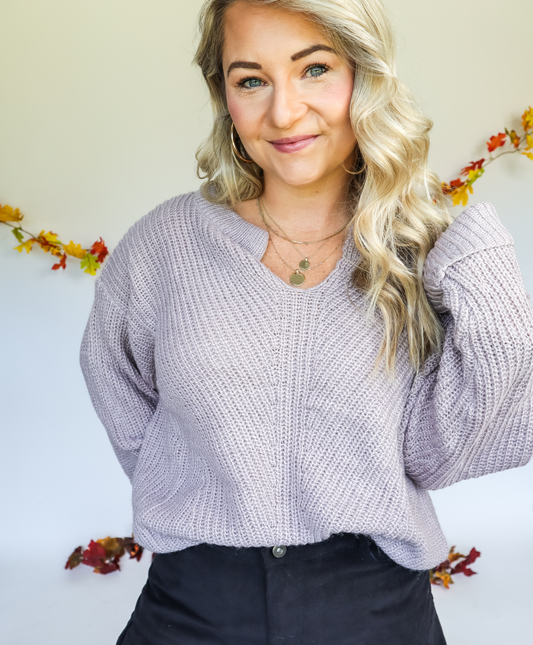 WIN MY HEART V NECK SWEATER - FINAL SALE