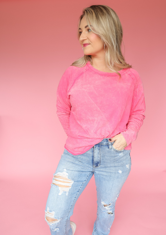 EASY ON ME WASHED BOAT NECK TOP - FINAL SALE