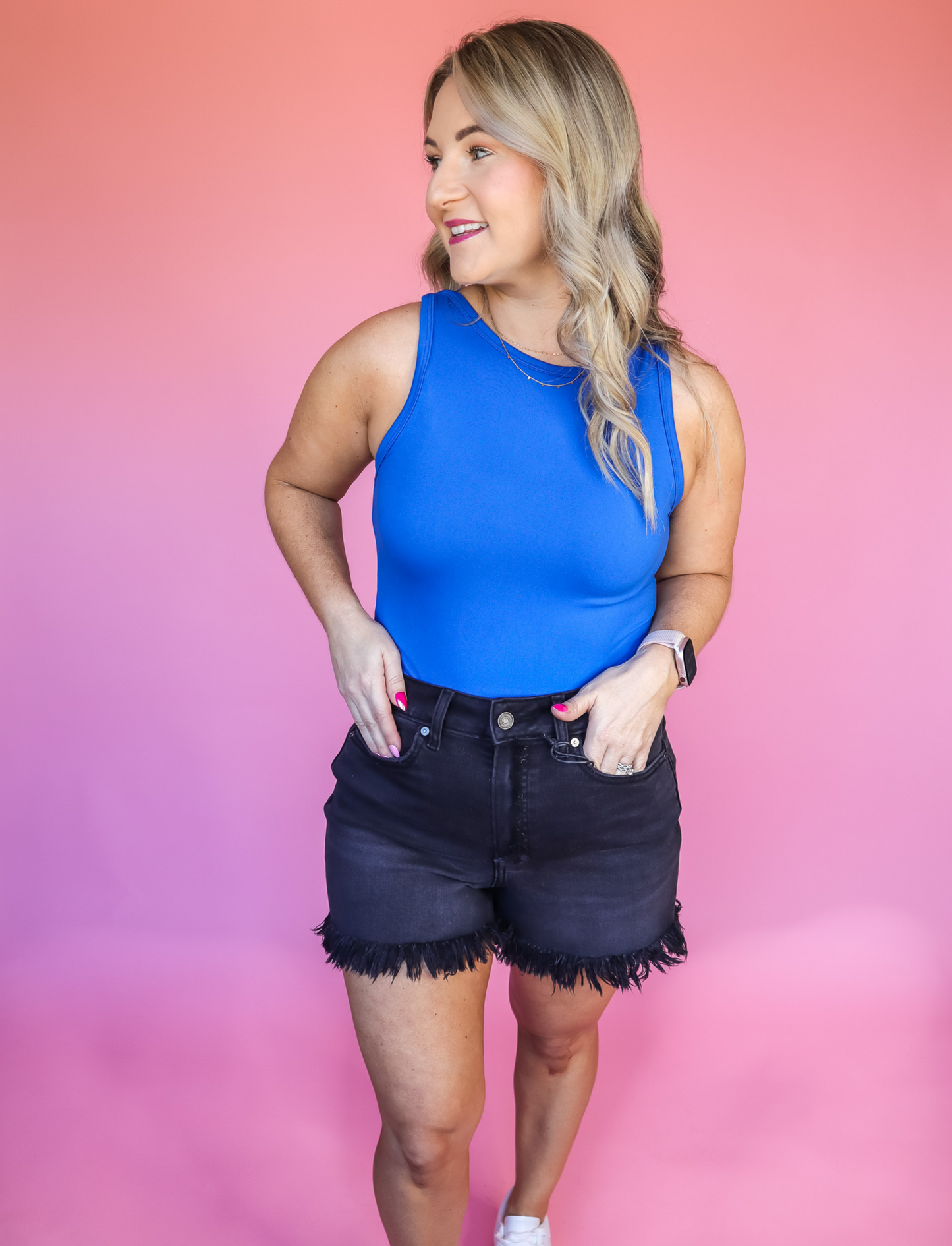 DON'T TAKE IT PERSONAL BOAT NECK BLUE BODYSUIT