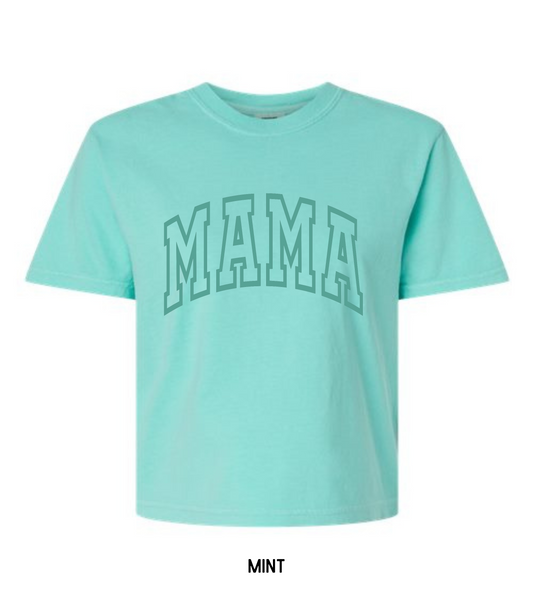 MONO-CHROME OUTLINE MAMA CROPPED TEE