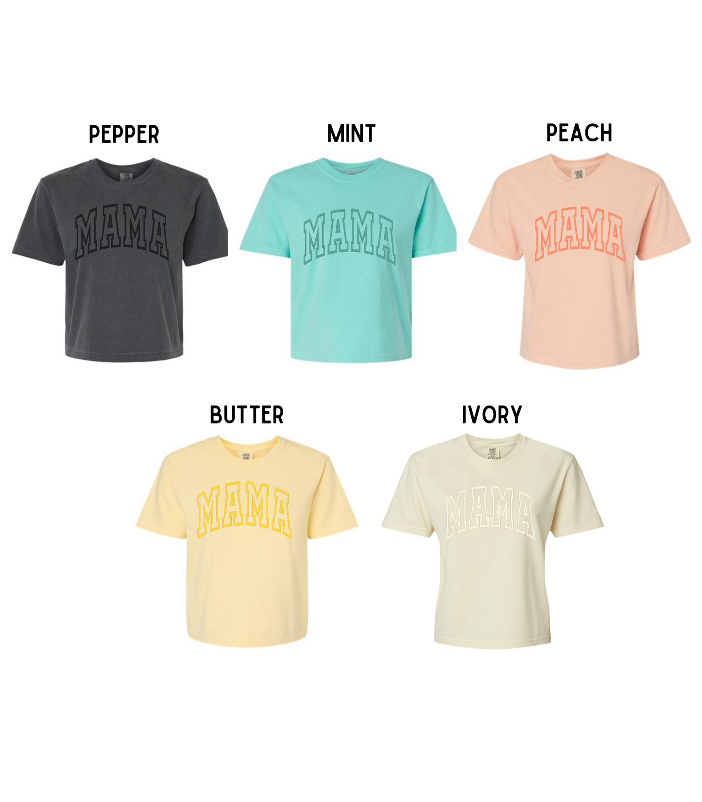 MONO-CHROME OUTLINE MAMA CROPPED TEE