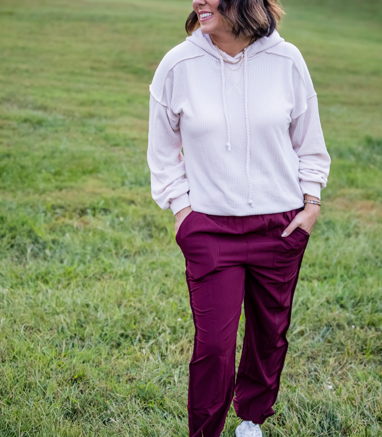 *BEST SELLING* ON THE MOVE SMOCKED WAIST JOGGERS - BERRY