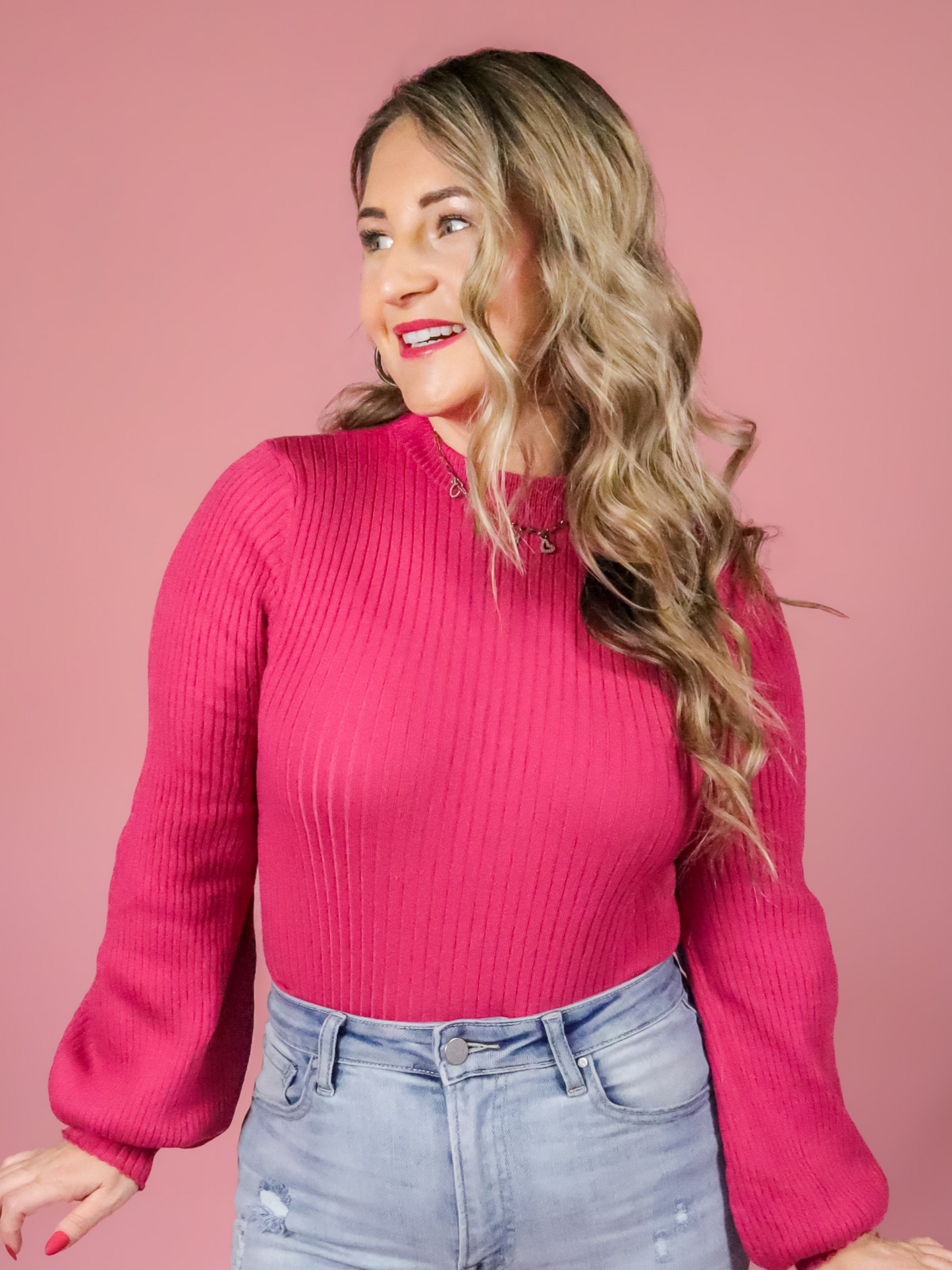 WITH LOVE RIBBED SWEATER MOCK NECK BODYSUIT - FINAL SALE