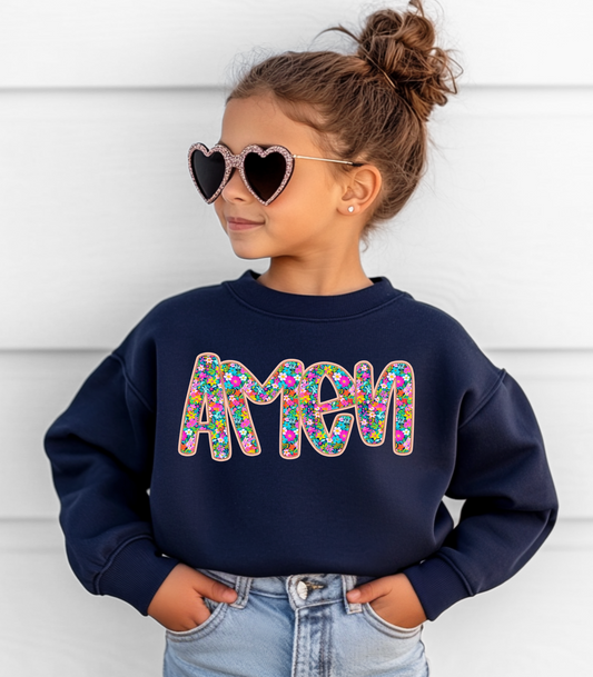 FLORAL AMEN TEE/CREW TODDLER/YOUTH