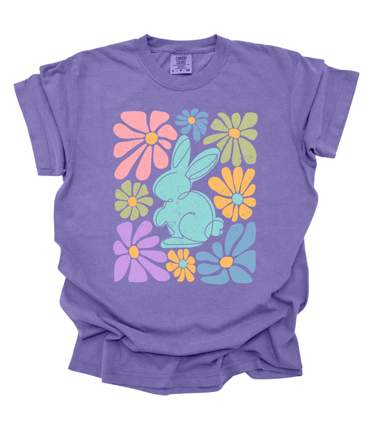 FLORAL BUNNY BLUE TEE/CREW
