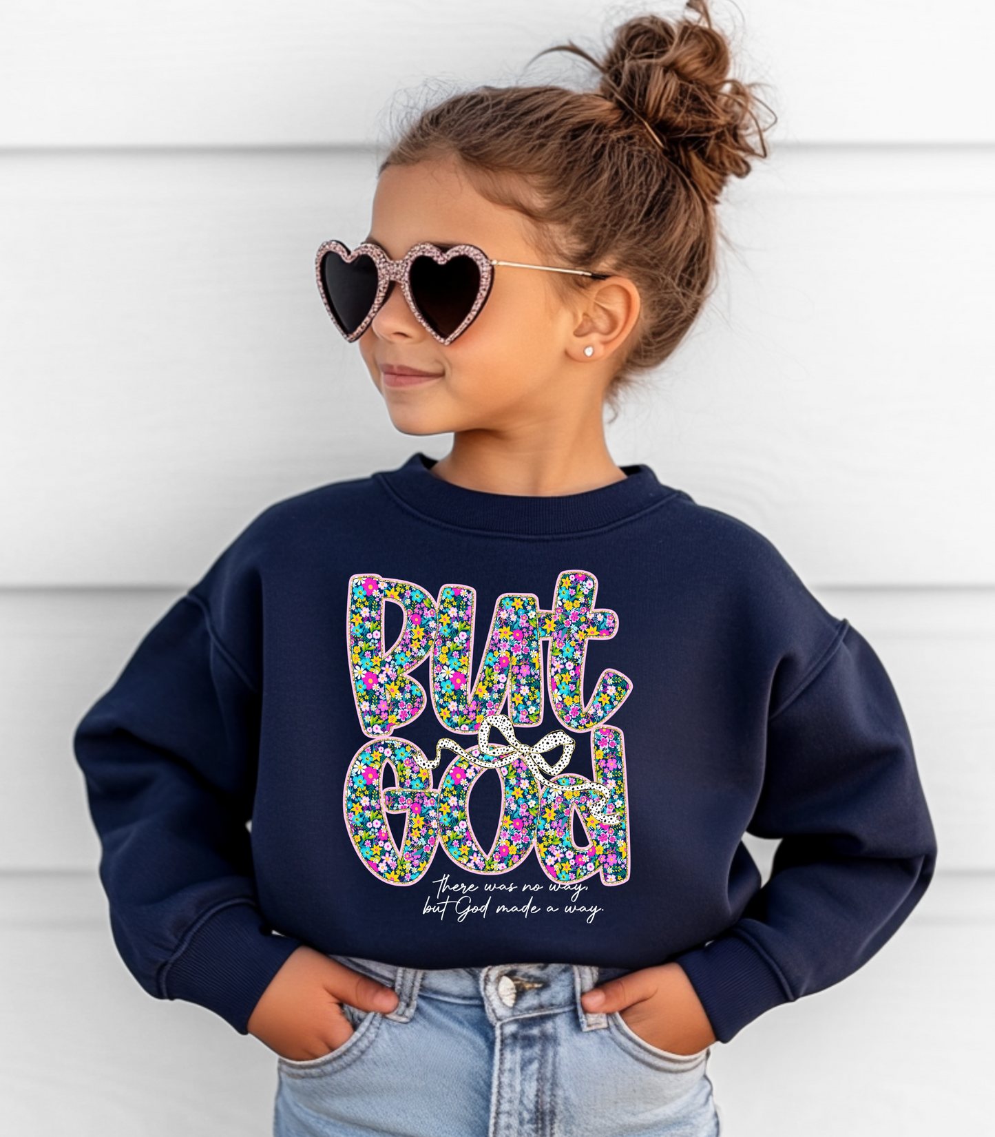 BUT GOD FLORAL TEE/CREW TODDLER/YOUTH