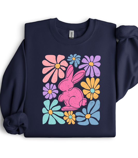 FLORAL BUNNY PINK TEE/CREW