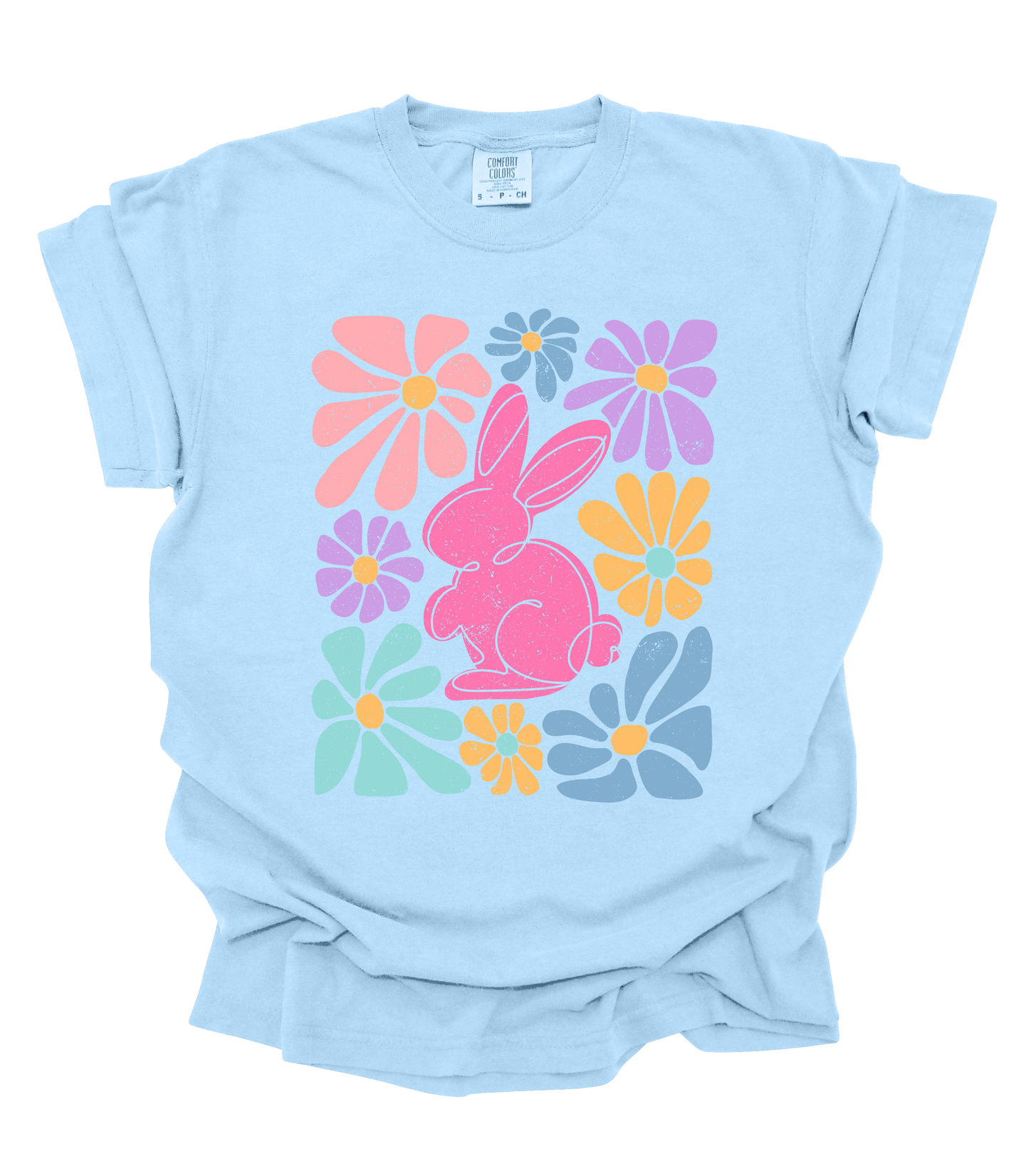 FLORAL BUNNY PINK TEE/CREW