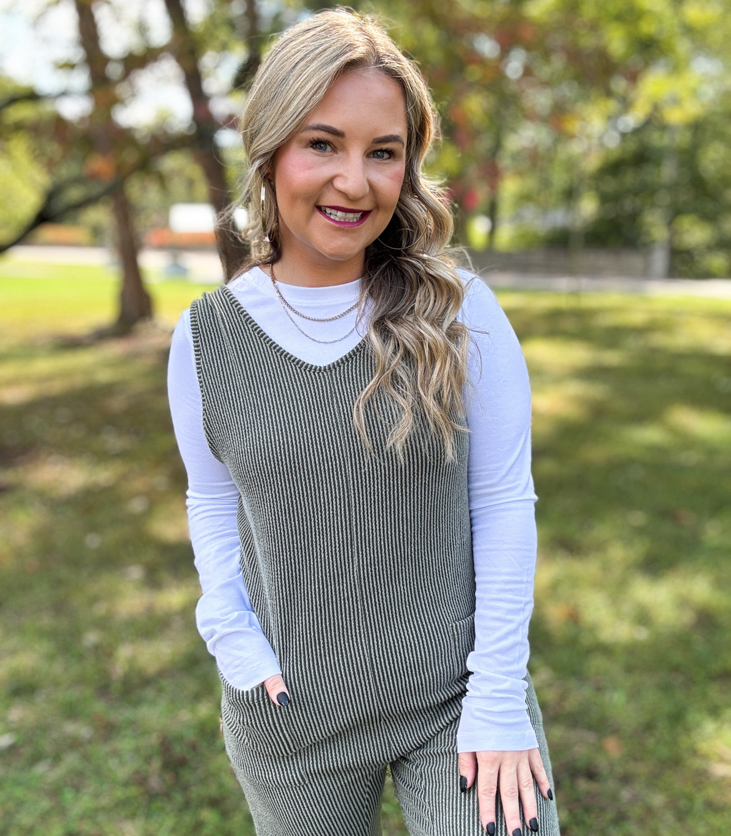 AUTUMN DREAMS RIBBED ADJUSTABLE JUMPSUIT
