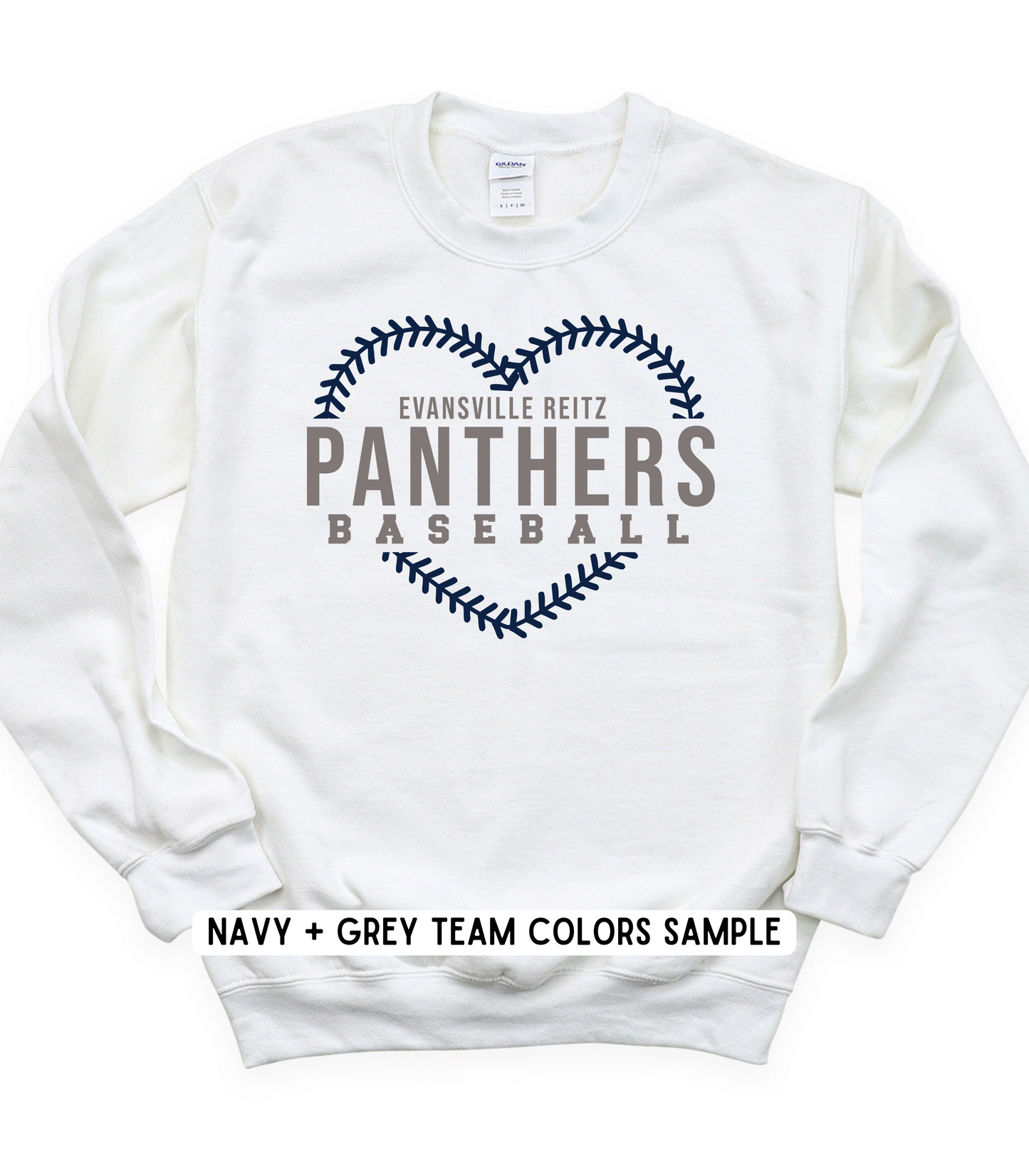 ADULT BASEBALL SEAM HEART CUSTOMIZABLE CREWNECK