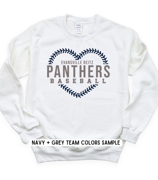 ADULT BASEBALL SEAM HEART CUSTOMIZABLE CREWNECK