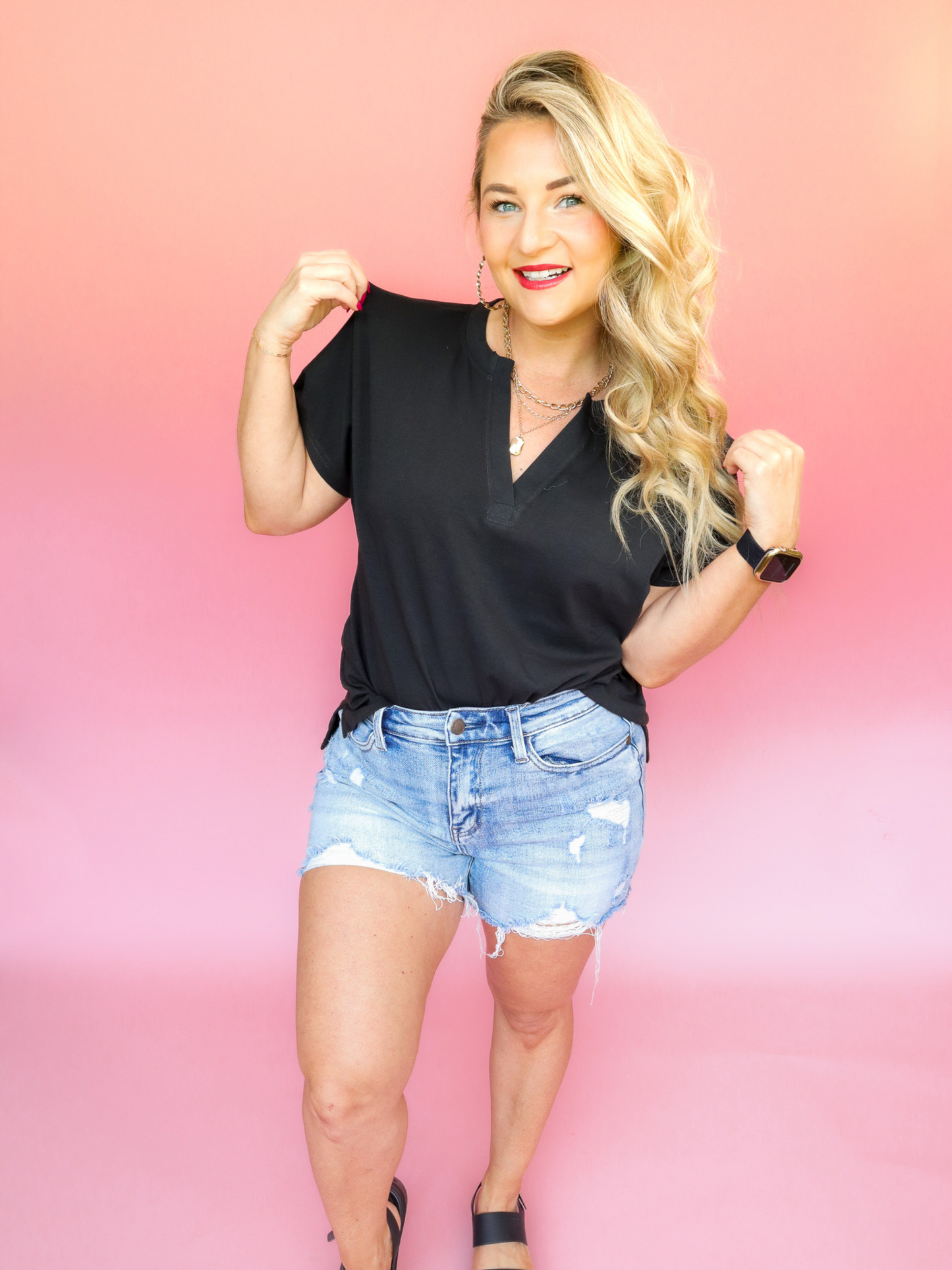 THROW & GO ULTIMATE COMFORT PIMA COTTON HENLEY TEE - BLACK