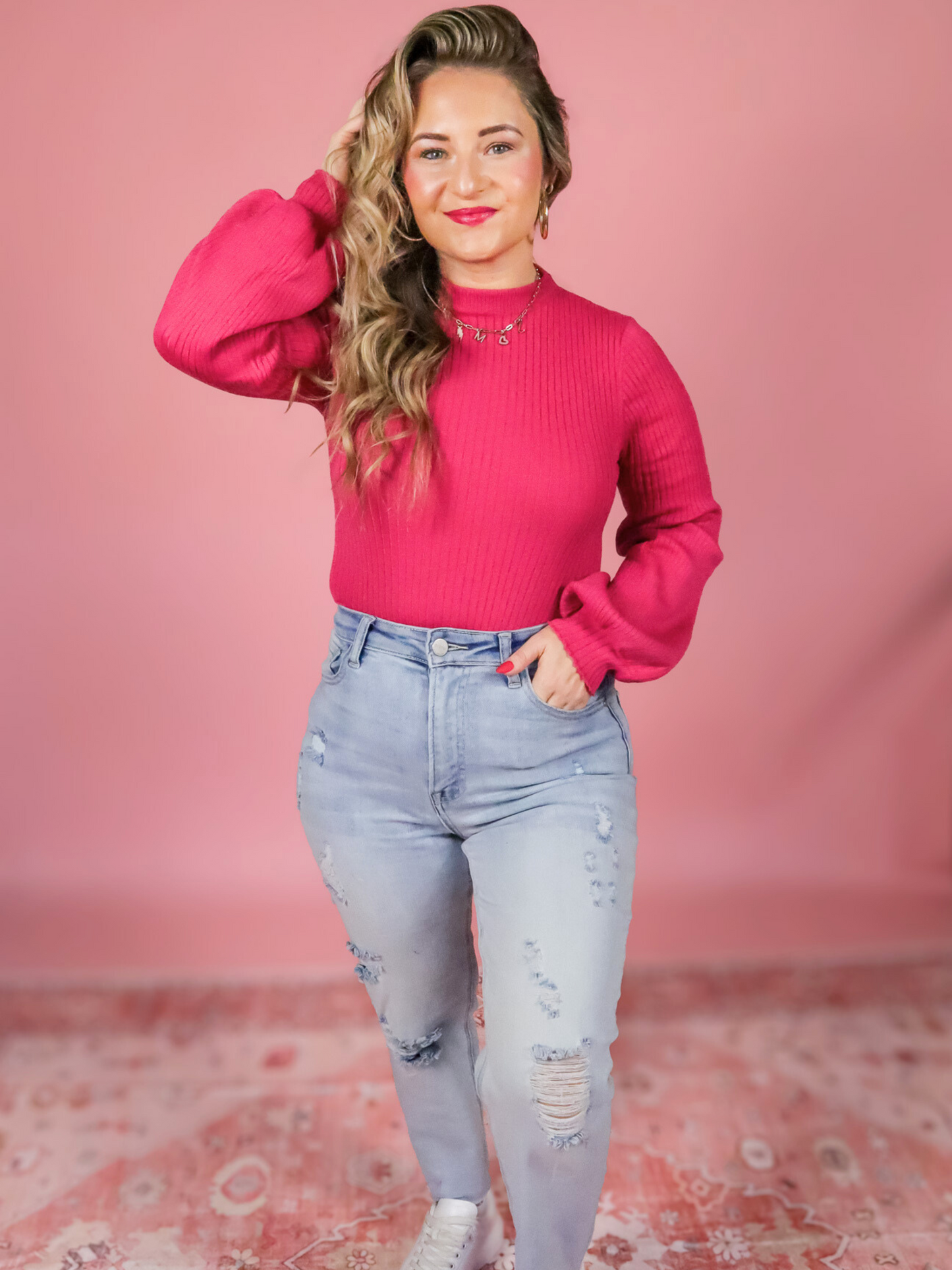 WITH LOVE RIBBED SWEATER MOCK NECK BODYSUIT - FINAL SALE