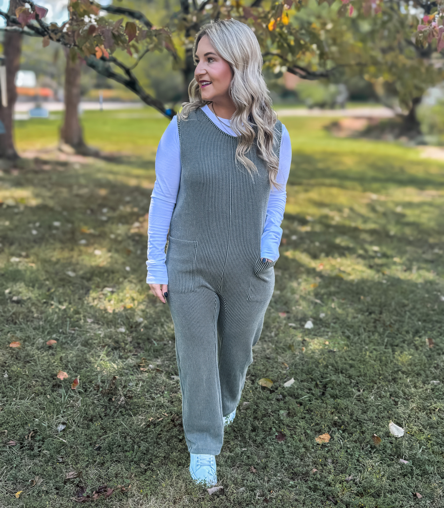 AUTUMN DREAMS RIBBED ADJUSTABLE JUMPSUIT