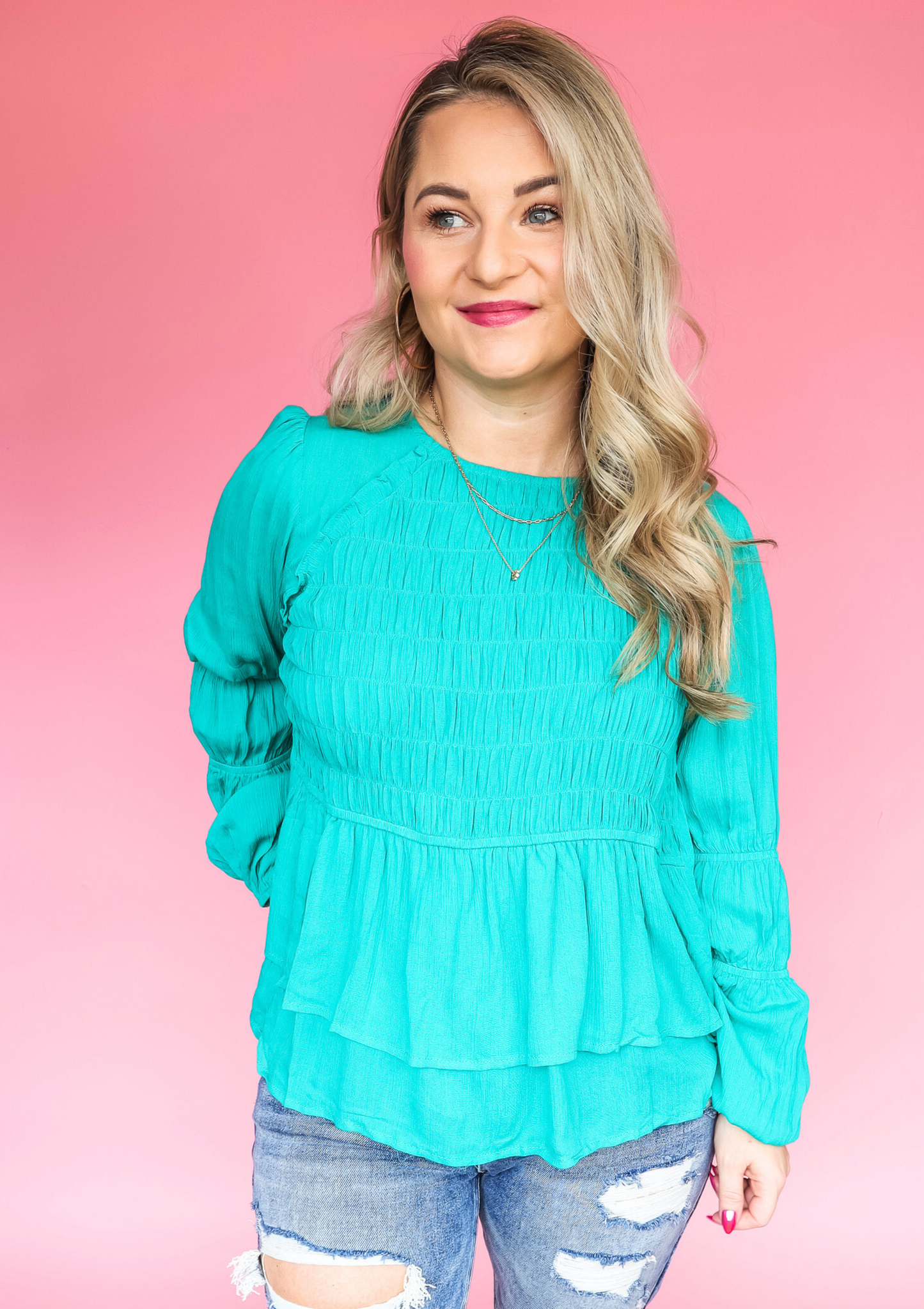 PAINT THE SKY GAUZE RUFFLE BABYDOLL TOP