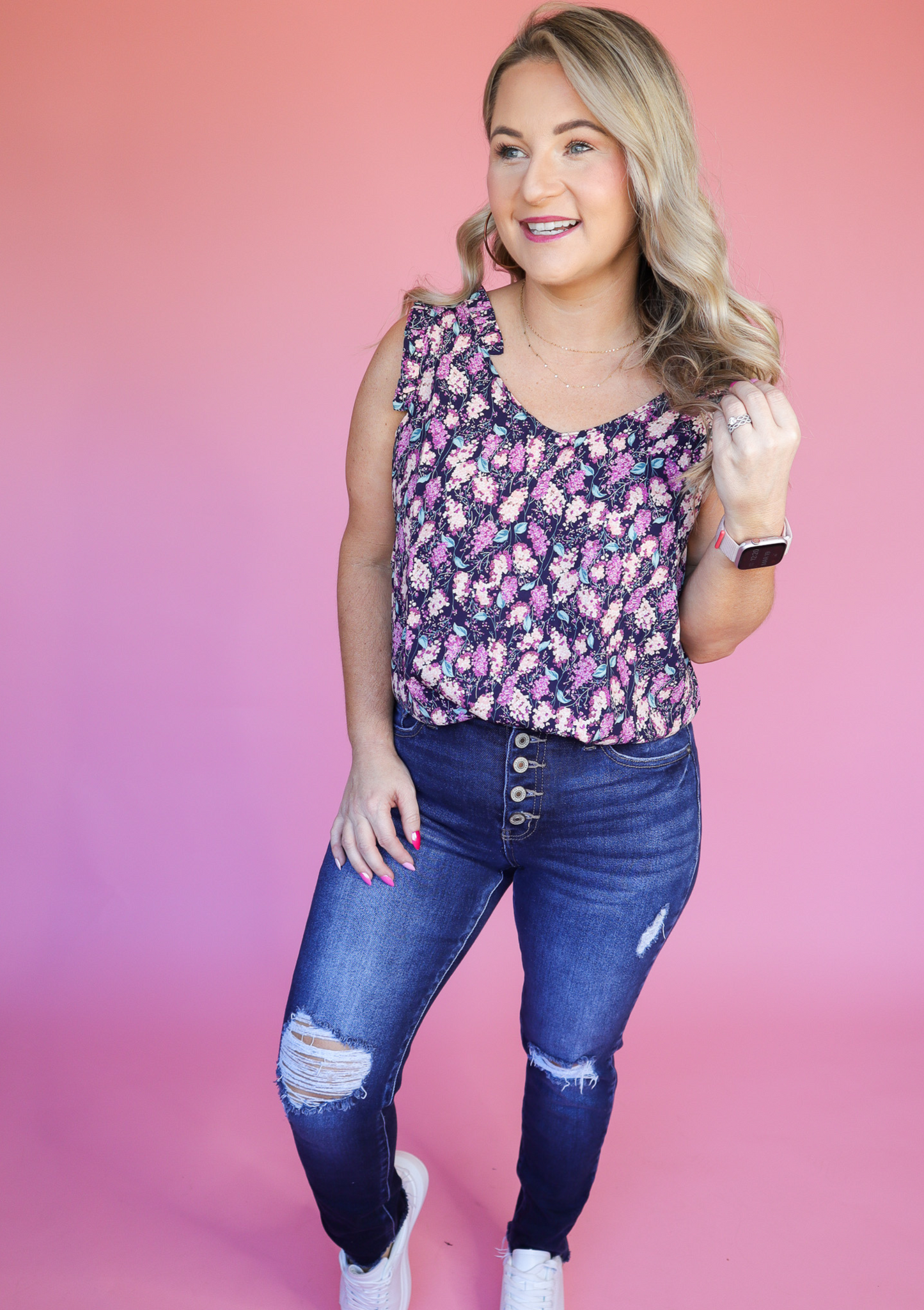 BLOOMS WAITING RUFFLED TOP - FINAL SALE