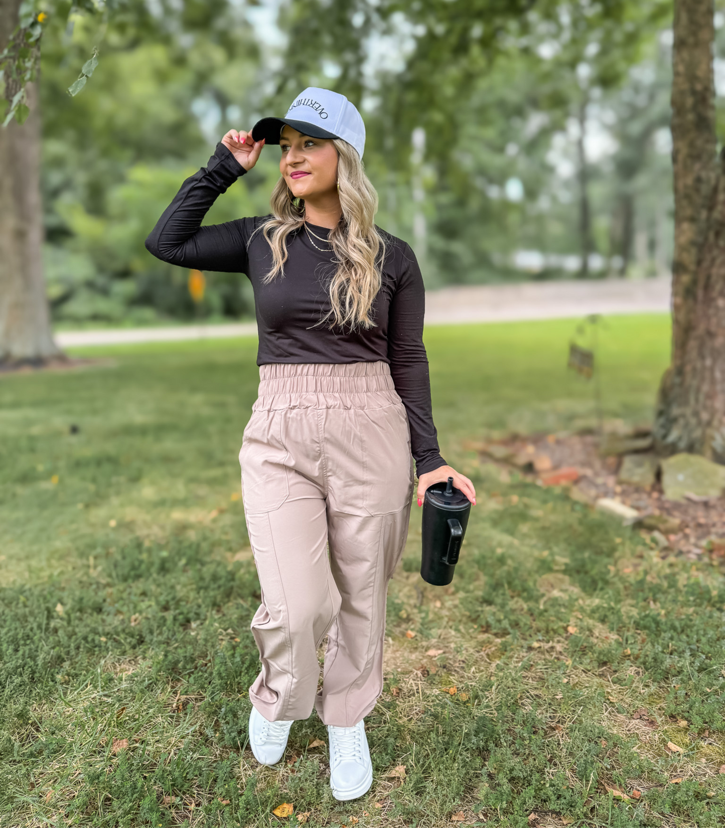 *BEST SELLING* ON THE MOVE SMOCKED WAIST JOGGERS - TAUPE - FINAL SALE