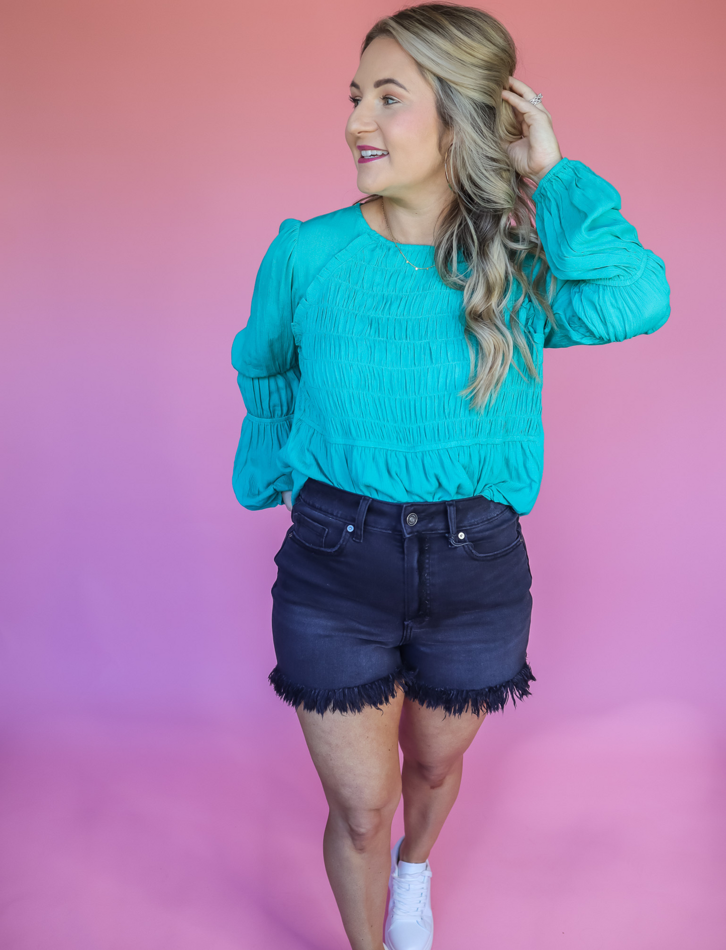 PAINT THE SKY GAUZE RUFFLE BABYDOLL TOP