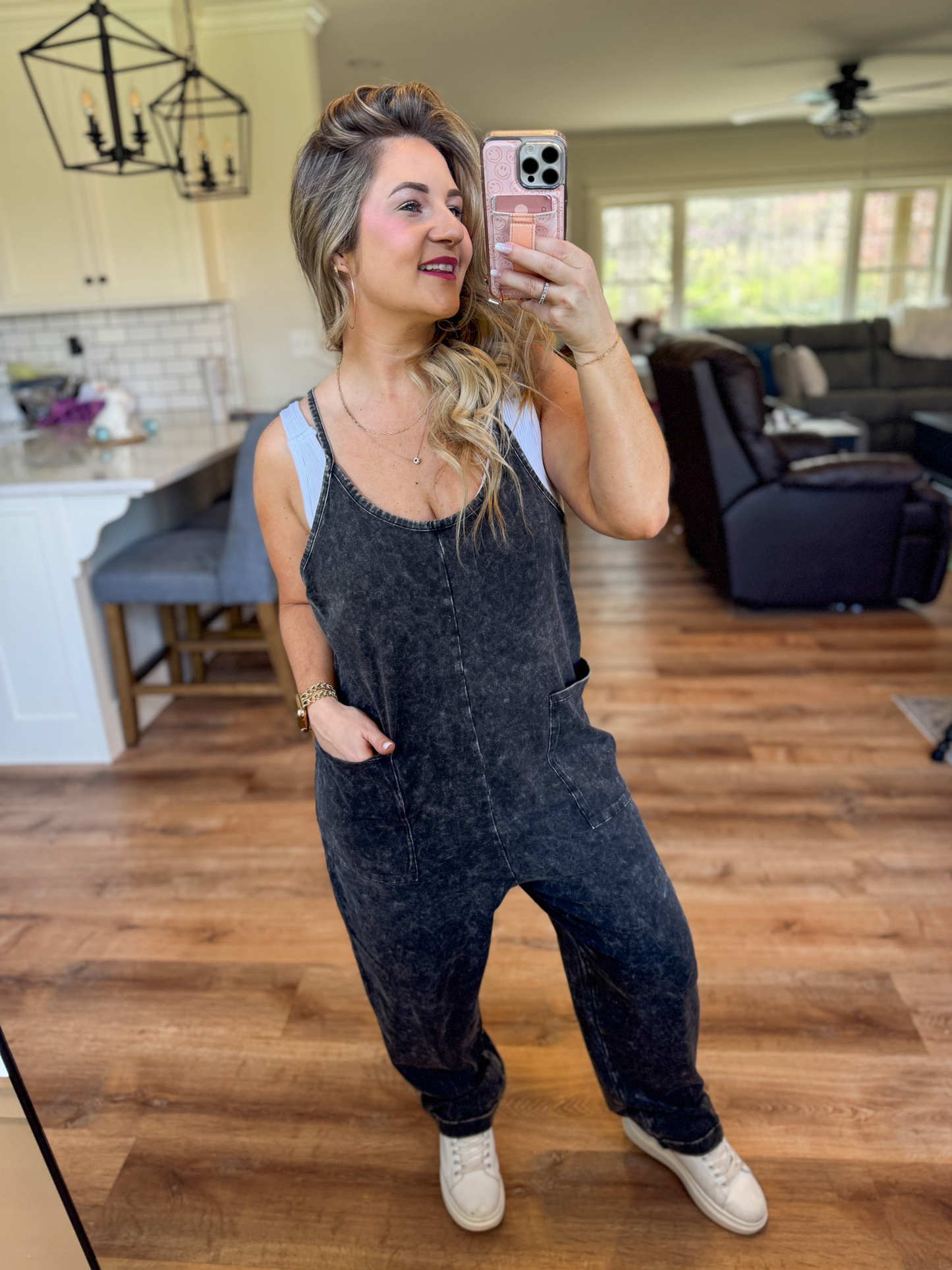 RESTOCK - CAN'T GO WRONG BLACK MINERAL WASHED ROMPER