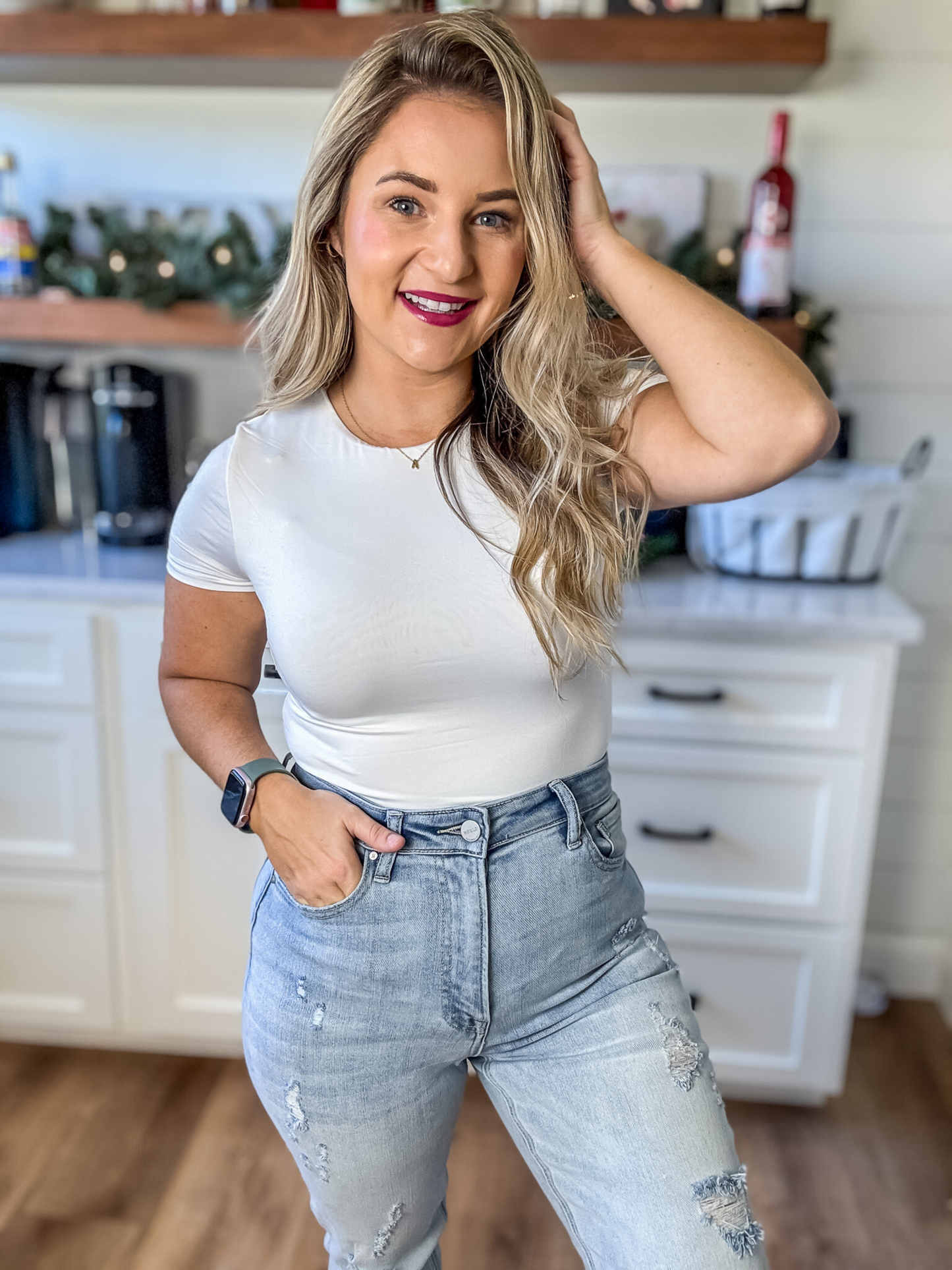 BASIC ESSENTIAL DOUBLE LAYERED WHITE BODYSUIT