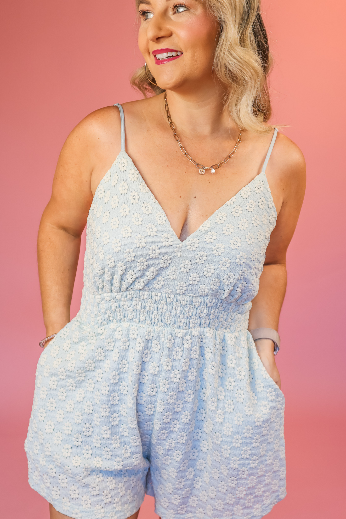 ARUBA LACE OVERLAY ROMPER - FINAL SALE